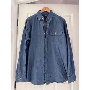 Vintage Denim Womens Button Down Pocket Shirt Coastalcore Cleangirl Aesthetic